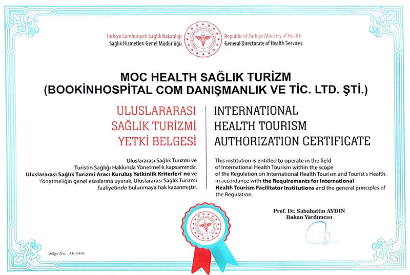 International Health Tourism Authorization Certificate Booking for Health