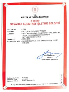 Authorized Travel agency business license Booking for health turkey